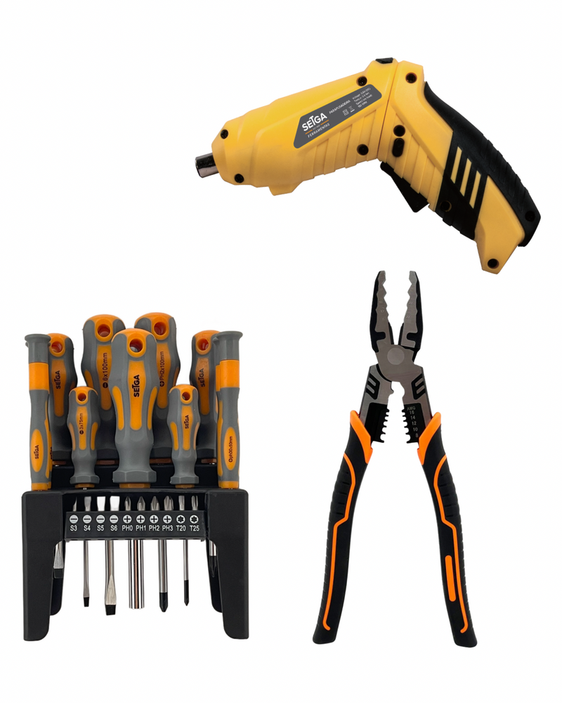 Kit Parafusadeira 3.6 + Alicate Multi uso 10" + Jogo de Chave de Fenda 21 pcs